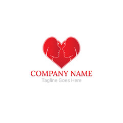 Vector illustration of red heart with women face