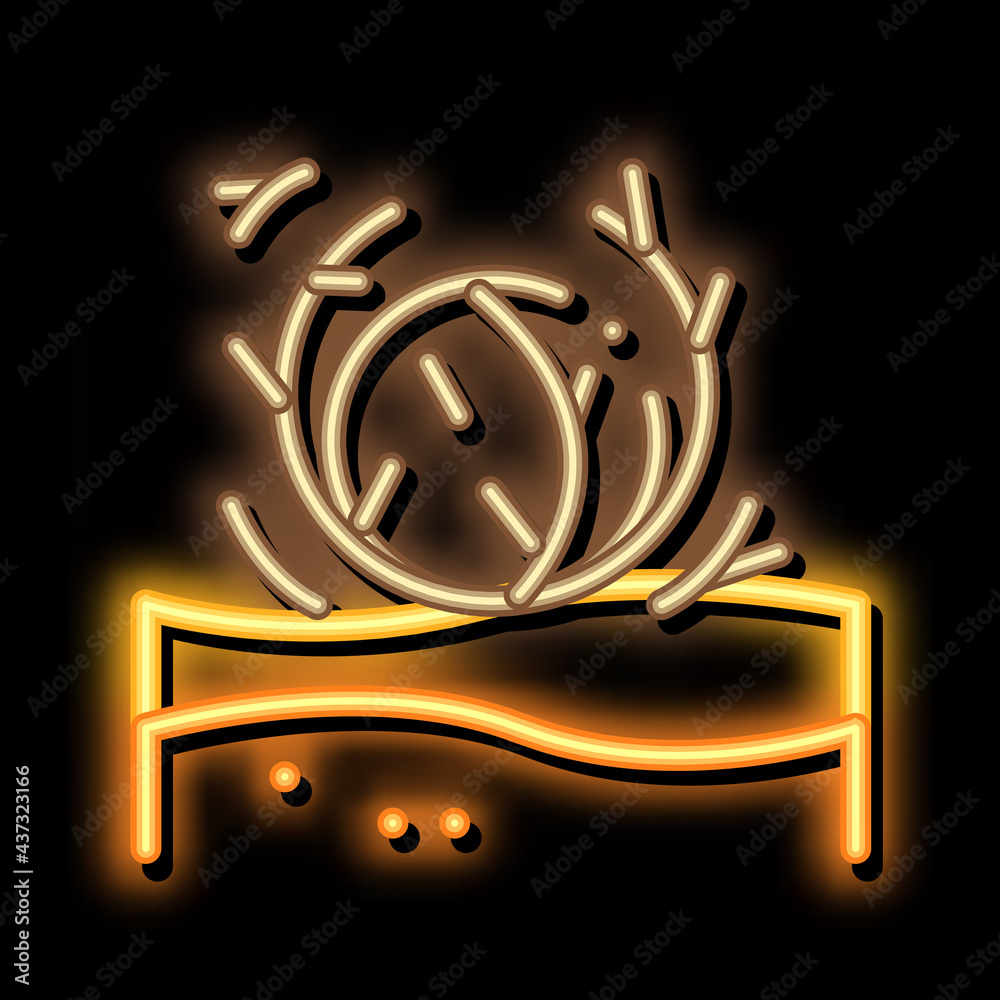 Sticker Tumbleweed neon light sign vector. Glowing bright icon Tumbleweed sign. transparent symbol illustration