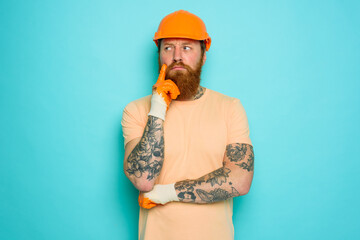 Incompetent worker is unsure and confused about his work