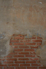 Cement and brick texture. Gray, brown and red color. Background for designs
