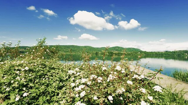 Landscape on Lake Corgeno Italy