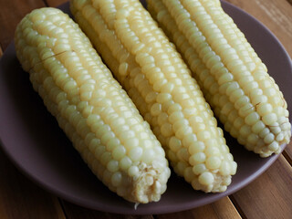 찐 유기농 옥수수, 음식, 요리 