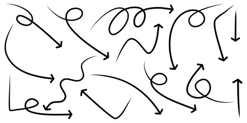 set of hand drawn arrows isolated on white background. for business infographic, banner, web and concept design.Vector doodle design elements.