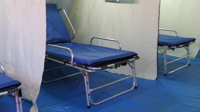 Empty Hospital triage tent  for COVID 19 pandemic