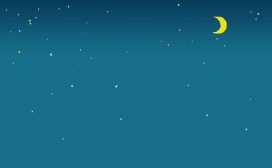 Obraz na płótnie Canvas 三日月のある夜空。