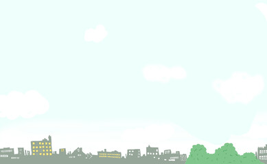 晴れの住宅街の景色。