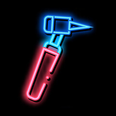 Hearing Aid Equipment neon light sign vector. Glowing bright icon Hearing Aid Equipment sign. transparent symbol illustration