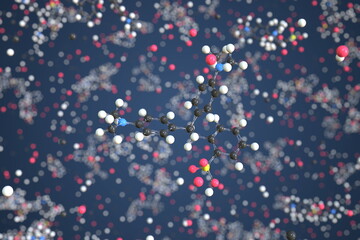 Fototapeta na wymiar Xylene cyanol molecule made with balls, scientific molecular model. Chemical 3d rendering