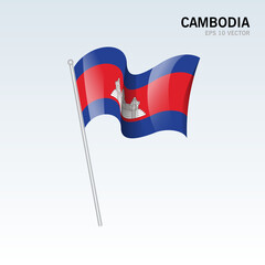 Cambodia waving flag isolated on gray background