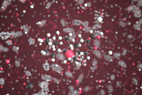 Oxymetholone molecule made with balls, scientific molecular model. Chemical 3d rendering