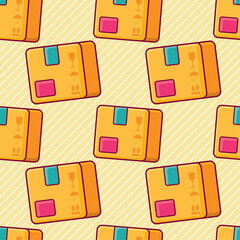 cardboard package seamless pattern vector illustration 
