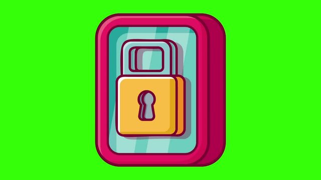 smartphone lock concept animation on the green screen background