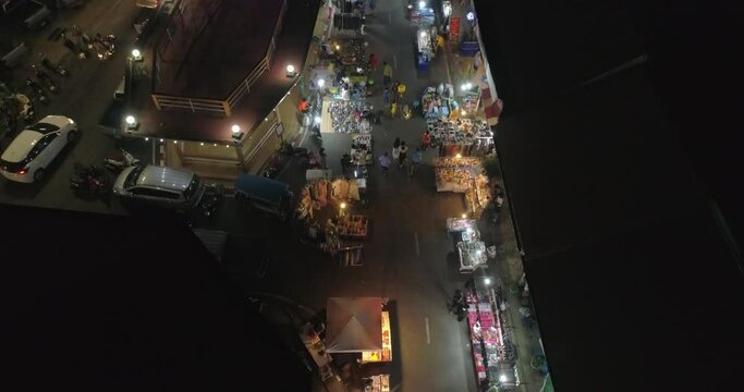 Nakhon Phanom Night Market  aerial view lanscape