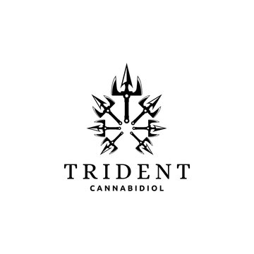 Native Trident Star Cannabis Hemp Pot Leaf CBD Logo Design