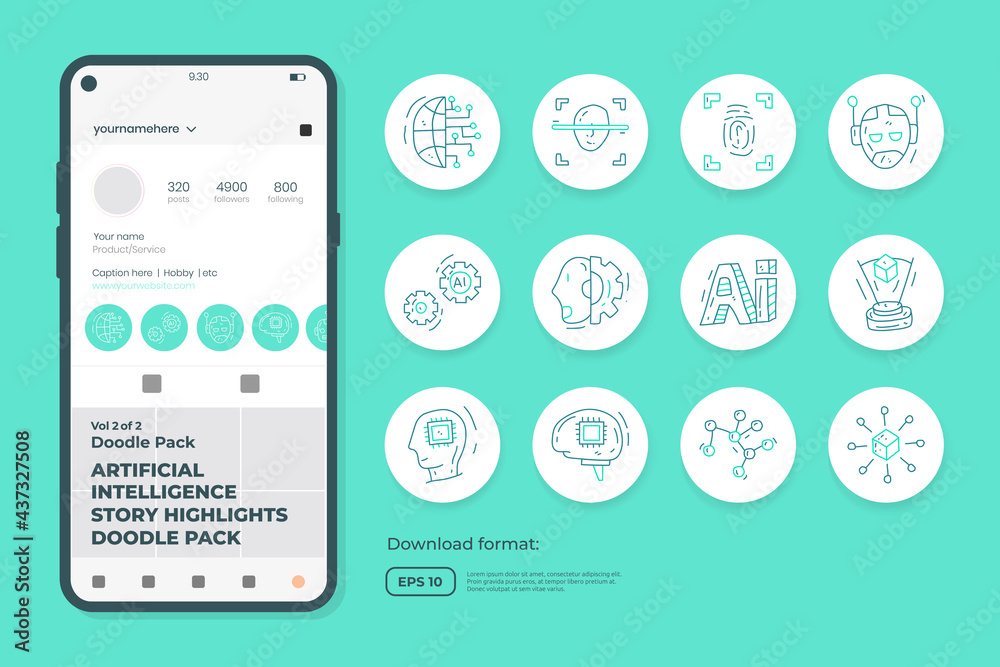 Poster artificial intelligence ai concept with circuit board data and brains chip for engineering, developm