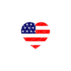 American Flag in Rustic Heart Vector Illustration Sign