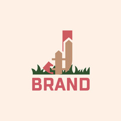 Letter J Fence Logo Design Vector Graphic Icon Emblem Illustration Background Template