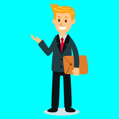 vector businessman holding map