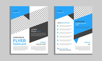 Title: Flyer Design, Brochure template layout, cover design annual report, magazine, flyer or booklet in A4 with blue geometric shapes on polygonal background