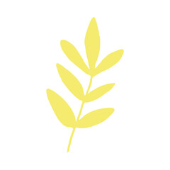leaf icon in trending colors 2021. hand drawn doodle. vector, minimalism. autumn, leaves, sticker. yellow