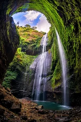 Fotobehang Zwart Madakaripura Waterfall (Probolinggo) is the tallest waterfall in deep Forest in East Java, Indonesia.  © nuwatphoto