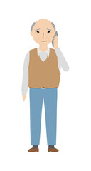 困った様子で電話をかけているおじいさん