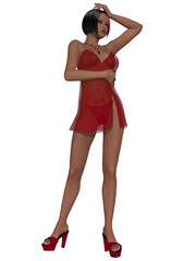 3d illustration of an sexy woman in sexy nightwear