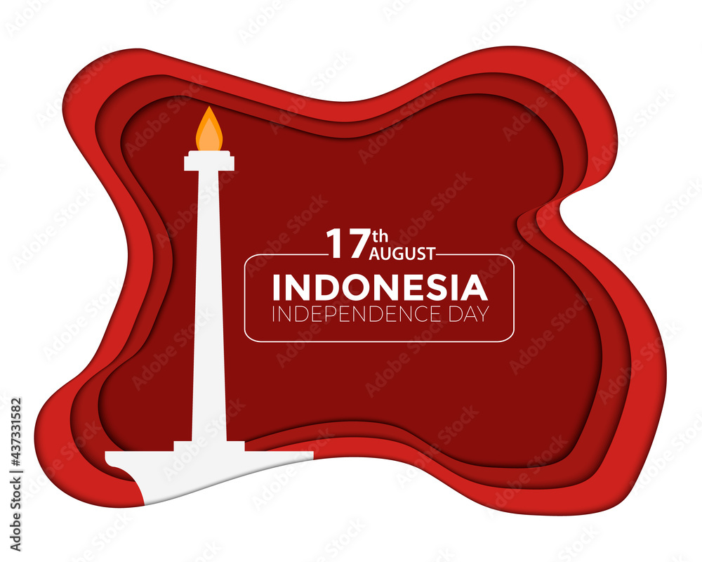 Wall mural Indonesia Independence Day Paper Wave Vector