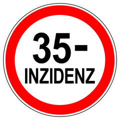 gcis35 GermanCoronavirusInzidenzSign gcis - german sign - Coronavirus Inzidenz Sign - 35 Inzidenz Zeichen . 35 minus - verboten rot xxl g10589