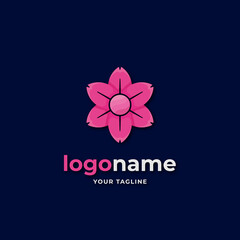 abstract sakura flower logo illustration with pink gradient color 
