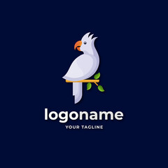 blue macaw bird gradient logo. red scarlet macaw logo. cockatoo bird logo. parrot logo illustration © nawaittgraph