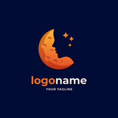 abstract lunar moon beauty logo. spa logo with woman face. beauty clinic logo. woman massage logo with gradient color illustration