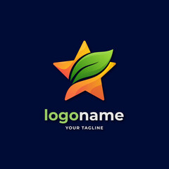 nature star logo. leaf star logo. star logo illustration