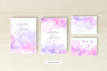 Colorful watercolor wedding invitation splash with abstract dynamic fluid