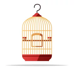 Fotobehang Hanging bird cage vector isolated illustration © FARBAI