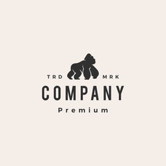 gorilla hipster vintage logo vector icon illustration