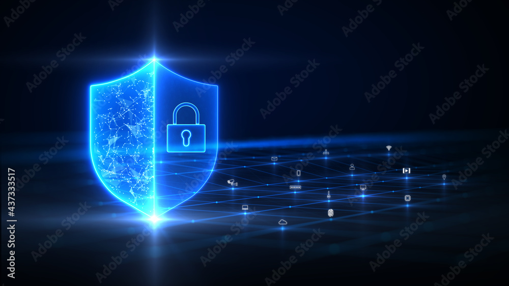 Poster background of cyber security technology and information protection business privacy security technol