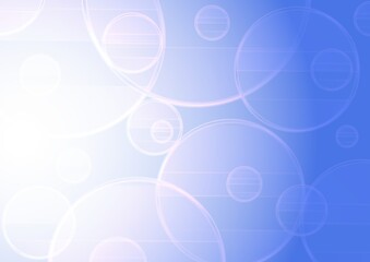 複数の円が広がる透明感のある青色の抽象背景