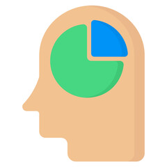 Pie chart in mind, icon of analyst