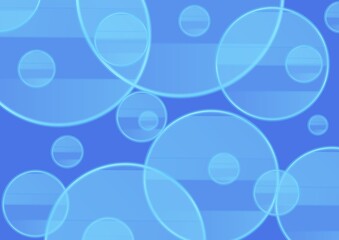 複数の円が広がる透明感のある青色の抽象背景