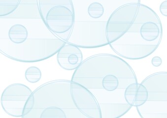 複数の円が広がる透明感のある青色の抽象背景