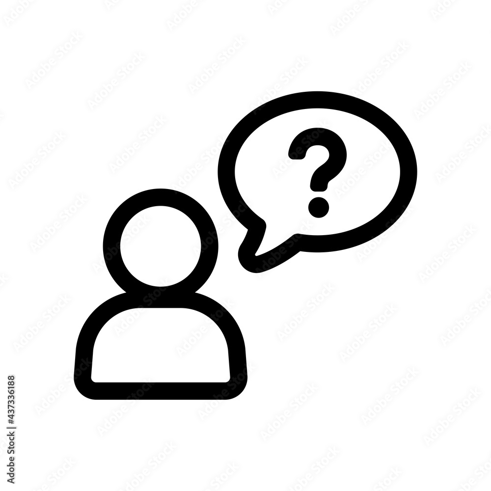 Poster user, bubble speech with question mark. asking concept. symbol of customer support, help service, do