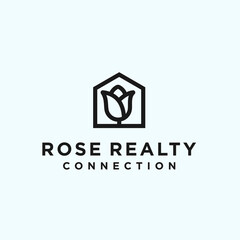 abstract house logo. rose icon
