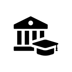 Education icon. contain university and graduation cap or hat symbol isolated on white background.