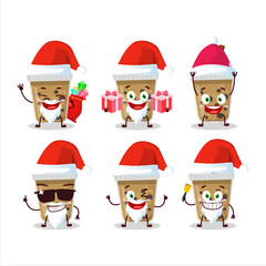Santa Claus emoticons with chocolate coffee with boba cartoon character