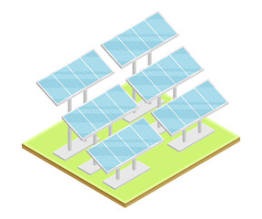 Solar Panel or Photo-voltaic Module as Ecological Resource of Electric Power Isometric Vector Illustration