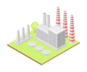 Clean Plant as Ecological Resource of Electric Power Isometric Vector Illustration