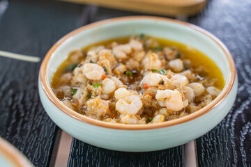 The traditional crab and shrimp sauce in Suzhou, China.