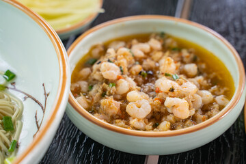 The traditional crab and shrimp sauce in Suzhou, China.