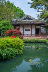 Fototapeta na wymiar Inside view of Liu Yuan, a traditional Chinese garden and UNESCO heritage site in Suzhou, China.